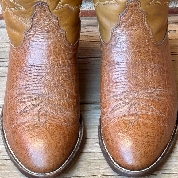 Laredo Men's Brown Bullhide Leather Western Cowboy Boots Sz 9D - Picture 3 of 9